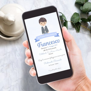 Invito Comunione, invito comunione digitale, invito comunione bambino, invito comunione digitale, WHATSAPP - FILE DIGITALE Personalizzato