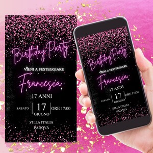 Invito Compleanno Elegante | Invito Video Digitale | Invito 18 Anni | Invito Festa con Glitter| WHATSAPP invito