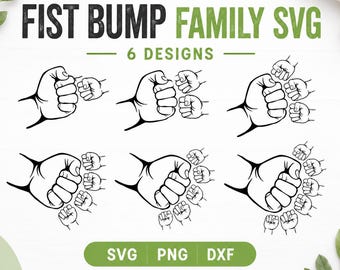 Father’s Day Fist Bump SVG, Personalized Family Name Design, Digital Download