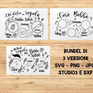 TOVAGLIETTA colazione di babbo natale, File svg - png - studio3, tovaglietta di natale, perfetta per il taglio con cricut e cameo