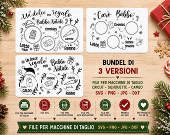 Santa's Breakfast Placemat Bundle: Cricut & Cameo SVG, PNG, DXF, Studio3 (Digital Download)