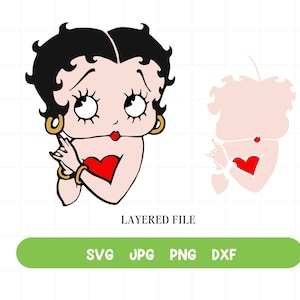 Betty Boop Layered SVG, Betty Boop PNG, Cute Boop Svg, Betty Boop Clipart, Archivo de corte, Cricut Silhouette - Descarga digital instantánea