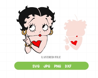 Betty Boop Layered SVG: Clipart Cut File (Digital Download)