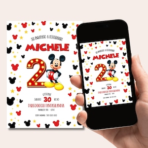 Invito Compleanno Topolino | Invito compleanno Miky Mouse | Invito compleanno digitale WHATSAPP - FILE DIGITALE