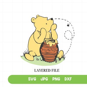 Winnie the Pooh SVG, PNG, Baby Shower de Pooh, Pooh clásico, Silueta de Cricut, Archivo de corte, Archivo en capas SVG - Descarga digital instantánea