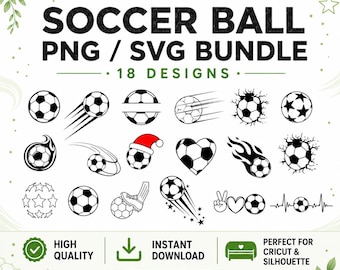 Soccer SVG Bundle: Ball Cut Files for Cricut (Digital Download)