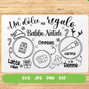 TOVAGLIETTA colazione di babbo natale, File svg - png - studio3, tovaglietta di natale, perfetta per il taglio con cricut e cameo