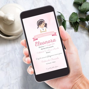 Invito Comunione, invito comunione digitale, invito bambina digitale, invito comunione digitale, WHATSAPP - FILE DIGITALE Personalizzato