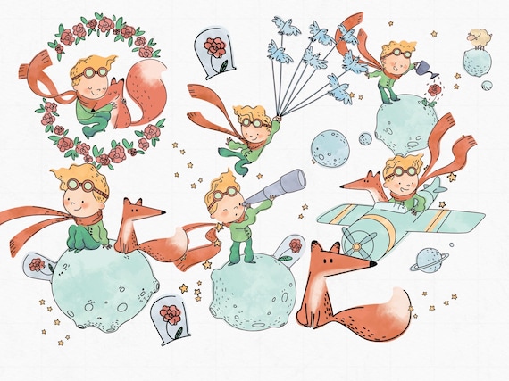 The Little Prince and Fox Clipart: SVG, PNG (Digital Download)