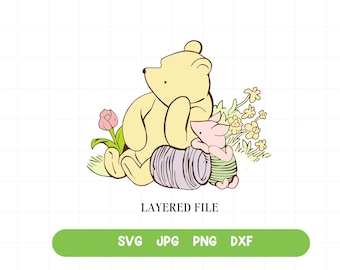 Winnie the Pooh SVG: Diseño clásico de osito Pooh en capas (descarga digital)