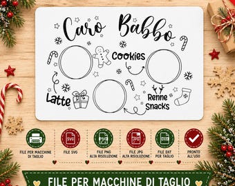 Santa Breakfast Placemat Bundle, Christmas Eve SVG PNG DXF for Cricut Cameo