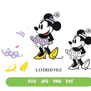 Imágenes prediseñadas PNG clásicas de Mickey Minnie Vintage, estilo vintage clásico de Minnie, Mickey clásico retro, uso comercial