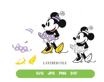 Vintage Minnie Clipart Set, 4 Retro Svg Png Designs for Cricut