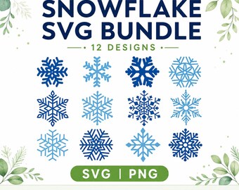 Snowflake SVG Set, Winter Cut Files for Cricut Silhouette, Digital Download
