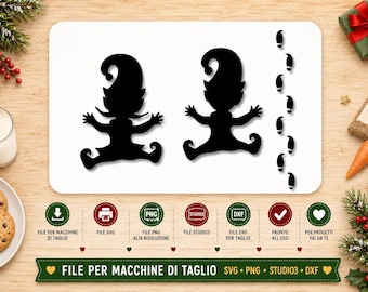 Elf Footprint Stencil Set, Boy Girl Christmas SVG for Cricut Silhouette