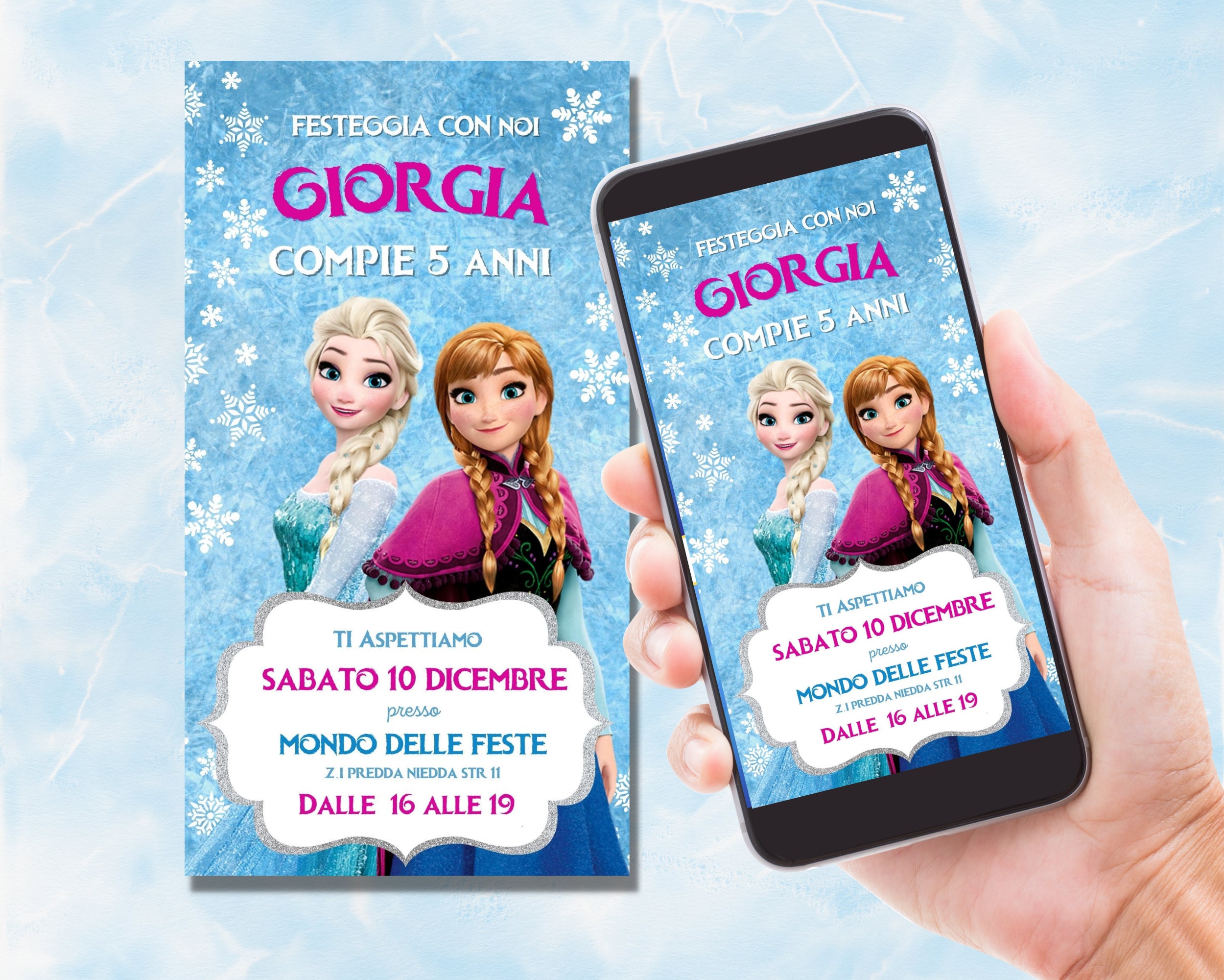 Invito Compleanno a tema Frozen Invito digitale Frozen Elsa invito Invito  WHATSAPP FILE DIGITALE Personalizzato -  Italia