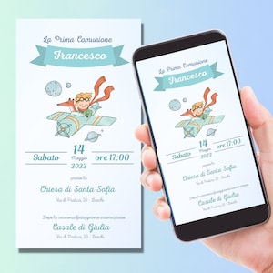 Prima Comunione Piccolo Principe| Invito Cresima| Invito digitale Piccolo Principe |Invito Prima comunione digitale