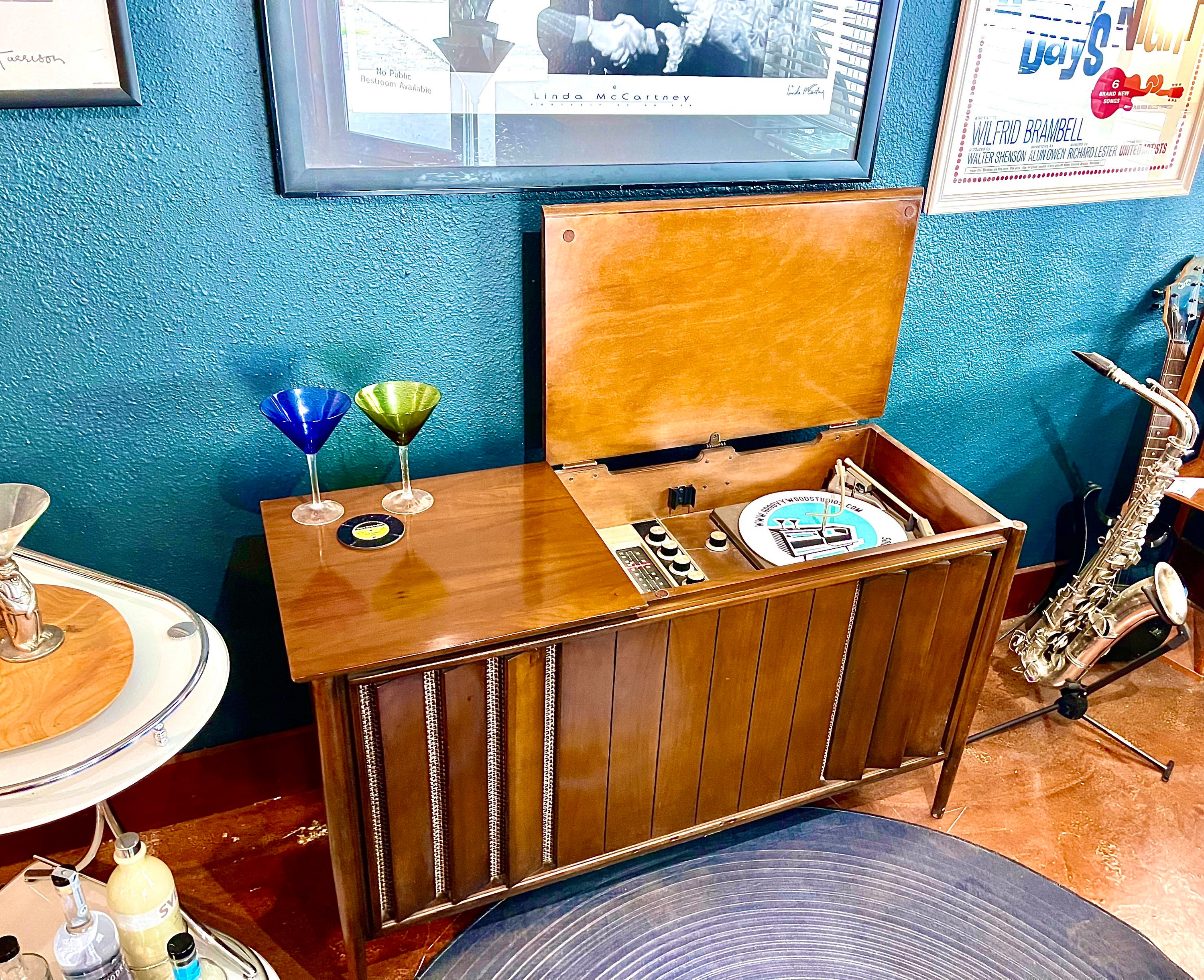 MCM mid century modern stereo console radio turntable Etsy