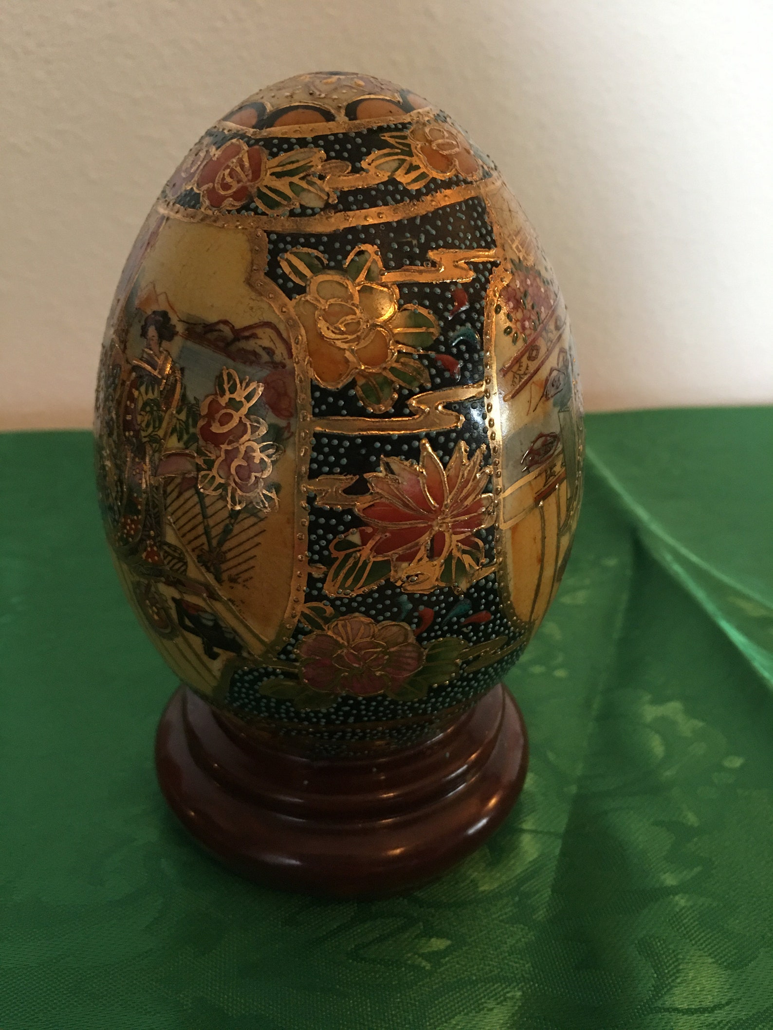 Vintage Chinese Satsuma Egg Geisha Girl Designs Etsy