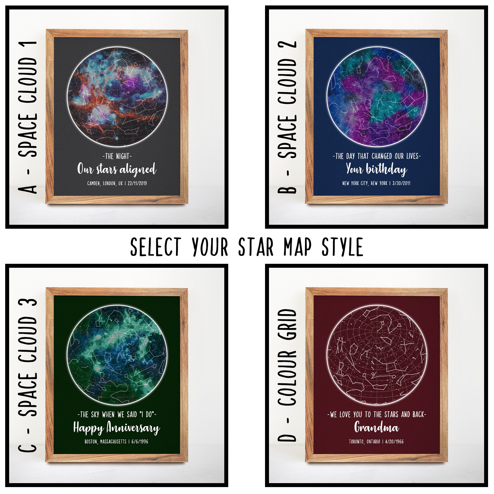 ACCURATE Custom Star Map by Date Personalised Sky Map | Etsy
