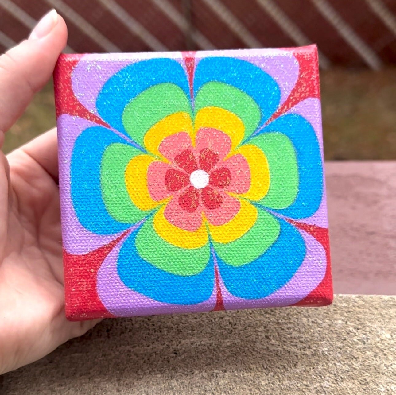 Rainbow Glitter Flower Mini Painting