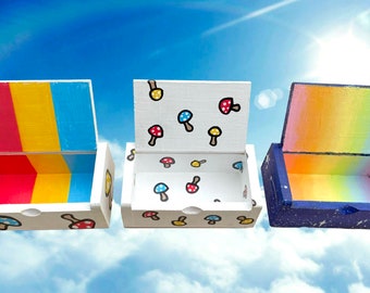 Rainbow Acrylic Painted MINI Wooden Boxes