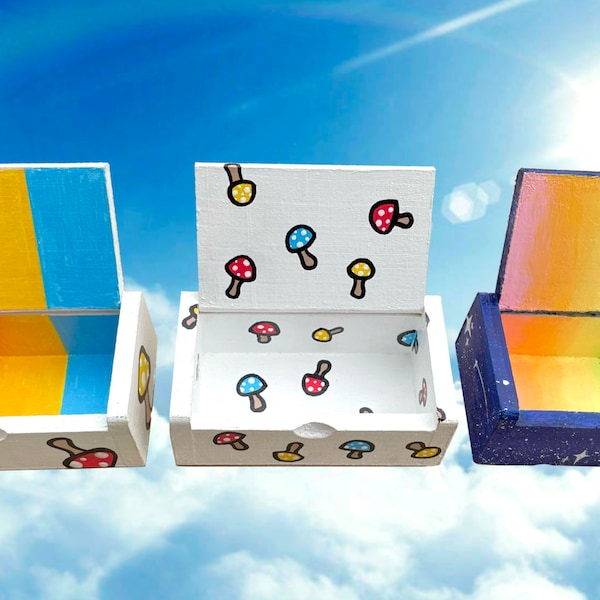 Rainbow Acrylic Painted MINI Wooden Boxes