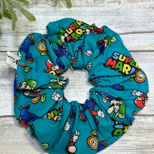 Plumbing Brothers Teal Gaming  / Video Games / Cool /  Scrunchie / Hair Tie