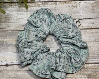 Mint Green & Gray Paisley Colorway  / Country Western / Cool /  Scrunchie / Hair Tie