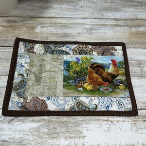 Country Chicken Quilted Mug Rug Coffee Tea Drink Coaster