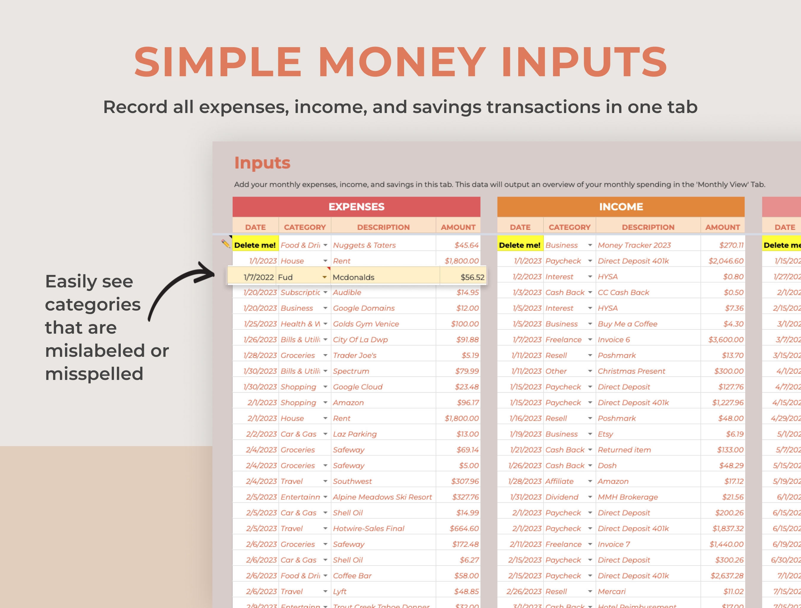 Millennial Money Honey Money Tracker Spreadsheet, Anti-budget, Monthly ...