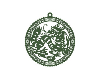 Décoration d'arbre de Noël dragon vert du zodiaque chinois