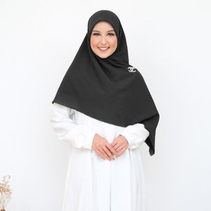 HANA Scarf, 22 Colors Extra Large Premium Diamond Crepe Square Hijab with Scalloped Edges, Lightweight Shawls Wraps, Muslim Gifts for Women