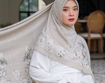 FARA Scarf, Limited Edition 4 Colors Premium Voile Square Hijab Scarf, Lightweight Shawls Scarves Wrap Floral Flower, Muslim Gifts for Women