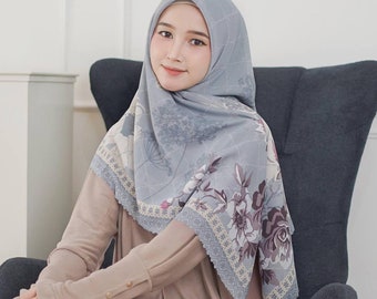 All Limited Edition Floral Premium Voile Square Hijab Headscarf Lightweight Shawl Scarves Wrap Head Cover Flower, Cute Muslim Gift for Women