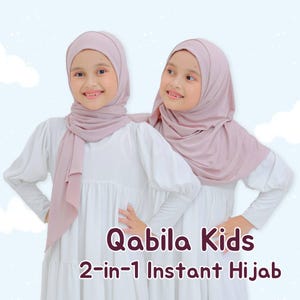 QABILA キッズ 2イン1 インスタント ヒジャブ 2サイズ & 13色 プレミアム ジャージー ヒジャブ S 簡単に着用可能 女の子用ピンなしヒジャブ 小さなお子様用 かわいいギフト