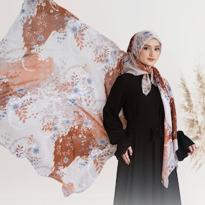 AILA Scarf, Limited Edition Premium Polycotton Headscarf, Floral Square Hijab Scarf, Flower Lightweight Shawl Scarves, Muslim Gift for Women