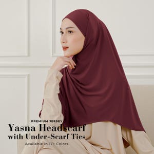 YASNA Kopftuch mit Unterschalbindungen, einteilige Jersey Hijab-Schals, leichte Schal-Schal-Kastanienbraunes, islamisches Geschenk für moslemische Frauen-Mädchen
