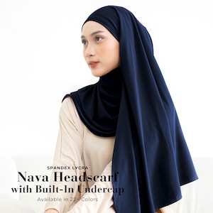 NAVA ヘッドスカーフ（マッチするアンダーキャップ内蔵、ヒジャブとキャップセット）、軽量ショール（インナーヒジャブキャップ付きアンダースカーフ付き）、イスラム教徒の女性へのギフト