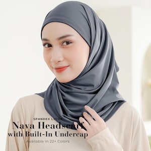 NAVA Headscarf with Built-In Matching Undercap, Hijab and Cap set, Lightweight Shawl with Inner Hijab Cap Underscarf, Muslim Women Girl Gift