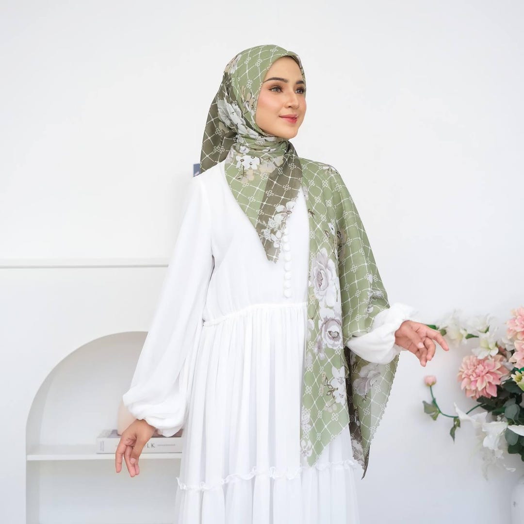 Kuwait Lady All Limited Edition Floral Premium Polycotton Square Hijab Scarf ...