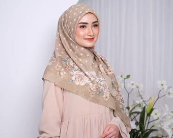 DARA Scarf, Limited Edition 4 Colors Premium Voile Square Hijab Scarf, Lightweight Shawls Scarves Wrap Floral Flower, Muslim Gifts for Women