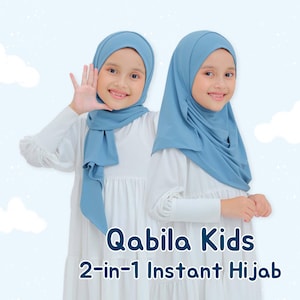 QABILA キッズ 2イン1 インスタント ヒジャブ 2サイズ & 13色 プレミアム ジャージー ヒジャブ S 簡単に着用可能 女の子用ピンなしヒジャブ 小さなお子様用 かわいいギフト
