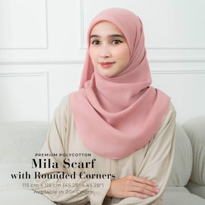 MILA Halsduk med rundade hörn, fyrkantig hijabhalsduk, lätta sjalar som wraps, huvudduk, huvudbonader, islamiska muslimska gåvor för kvinnor