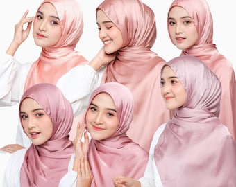 AZRA Scarf, 70 colors Cradenza Crinkle Silky Satin Hijab Shayla, Lightweight Shawl Wrap Headscarf Pink Purple Violet Lilac Lavender