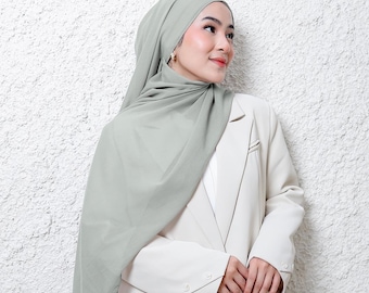 VIOLA Scarf, 33 colors Premium Voile Headscarf, Long Rectangular Shayla Hijab, Lightweight Shawl for Women and Girls, Earth Tone Sage Green