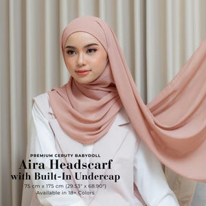 AIRA Headscarf with Built-In Matching Undercap, Hijab and Cap set, Lightweight Shawl with Inner Hijab Cap Underscarf, Muslim Women Girl Gift