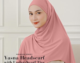 Yasna Pink Jersey Headscarf, One-Piece Hijab with Under-Scarf Ties