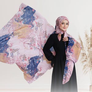 AILA Scarf, Limited Edition Premium Polycotton Headscarf, Floral Square Hijab Scarf, Flower Lightweight Shawl Scarves, Muslim Gift for Women