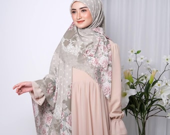 DARA Scarf, Limited Edition 4 Colors Premium Voile Square Hijab Scarf, Lightweight Shawls Scarves Wrap Floral Flower, Muslim Gifts for Women